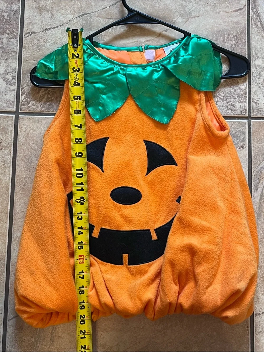 Classic Orange Pumpkin Costume with Green Leaf Collar - Toddler / Kids